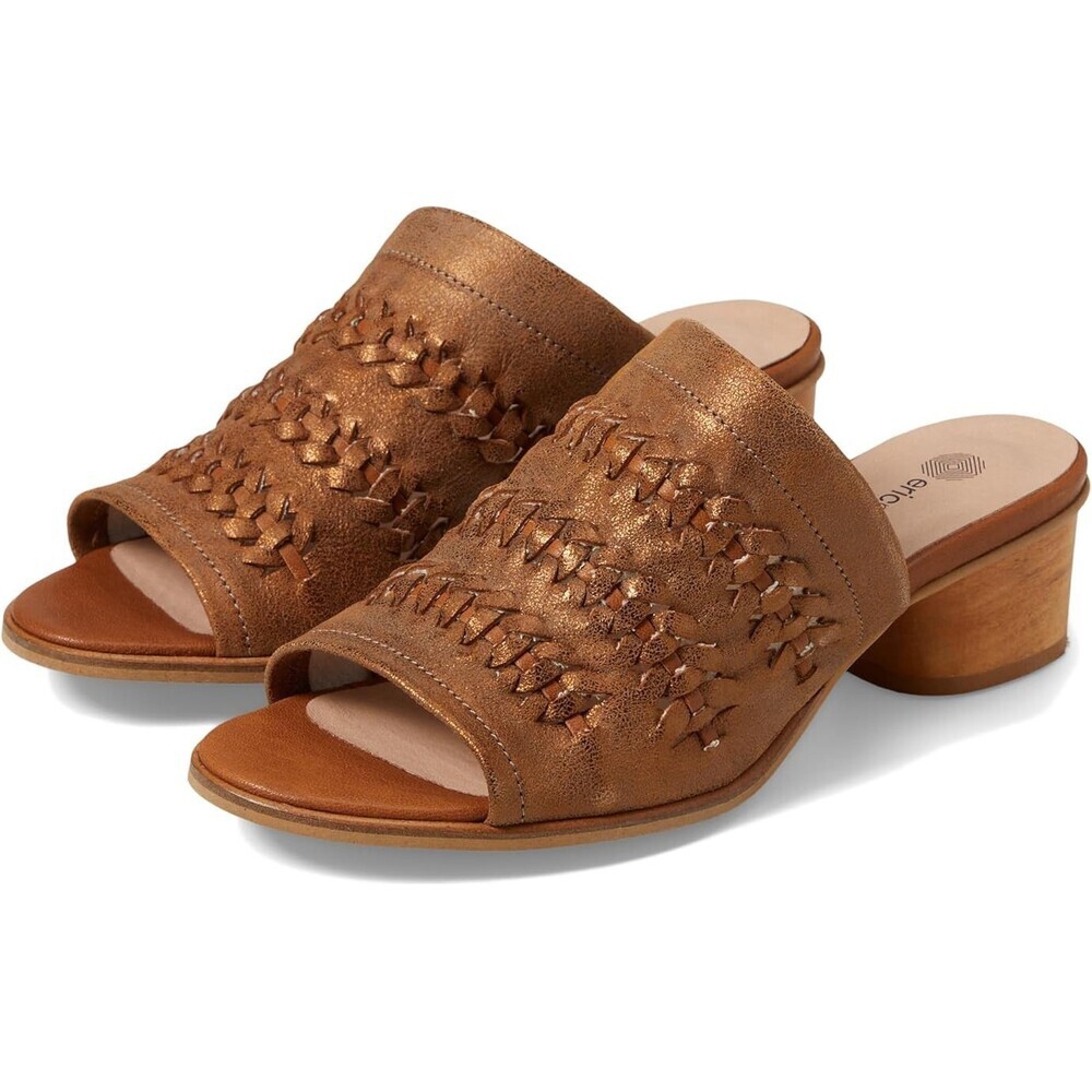 Eric Michael Lisbon Sandal Women's 8.5-9 Tan Leather Slip-On Block Heel GAL2202